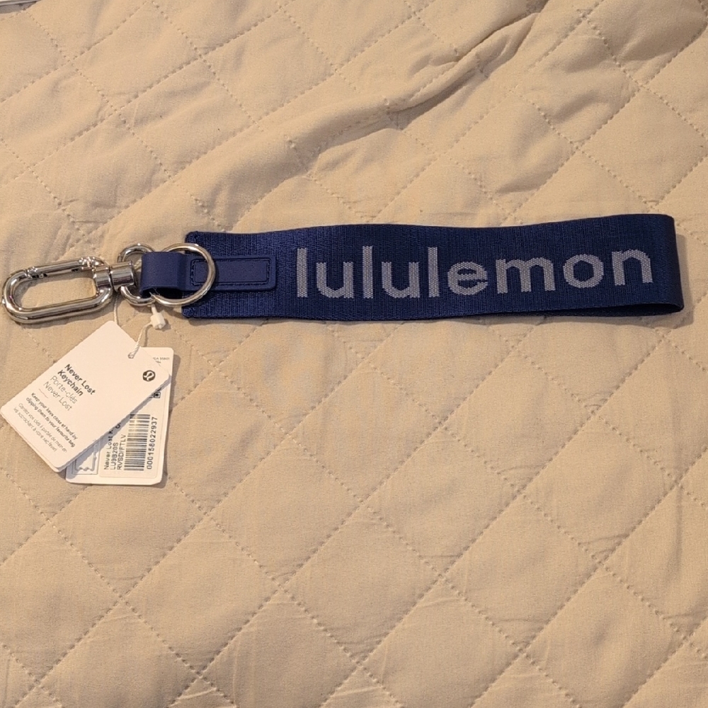 lululemon navy blue Never Lost Keychain Strap with Silver Hardware